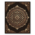 Ornate Gold Floral Medallion Scroll Rug