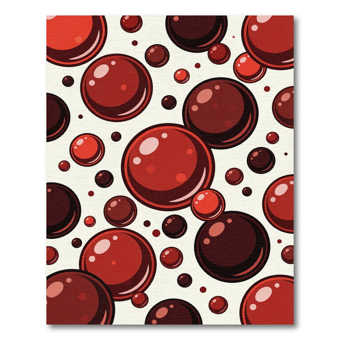 Red Bubbles Scattered Composition Rug