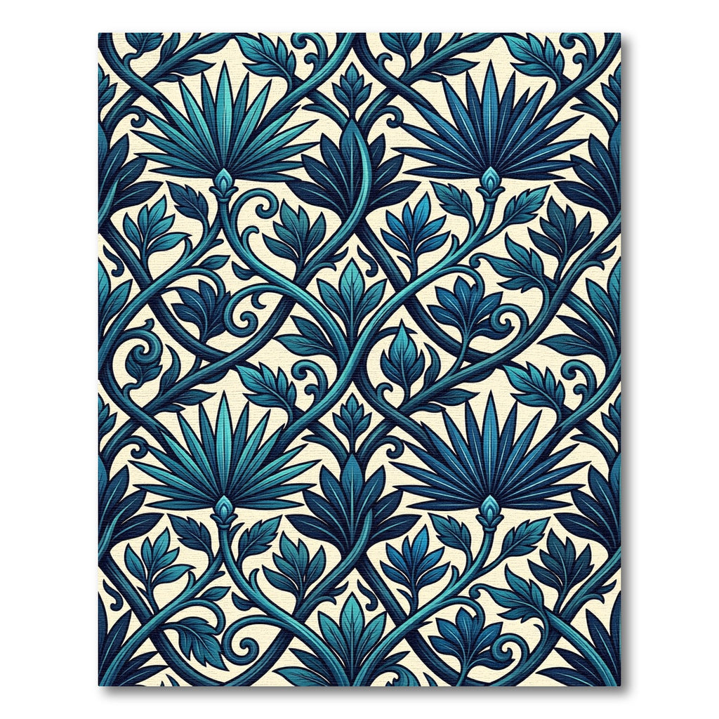 Deep Teal Leaf Vine Accents Rug