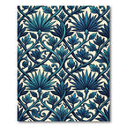 Deep Teal Leaf Vine Accents Rug