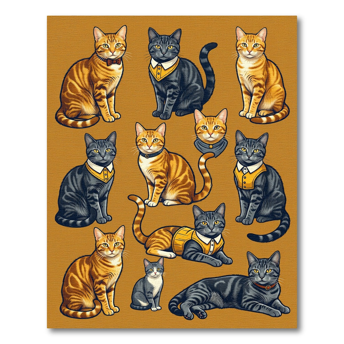Collection of Dapper Tabby Cats Rug