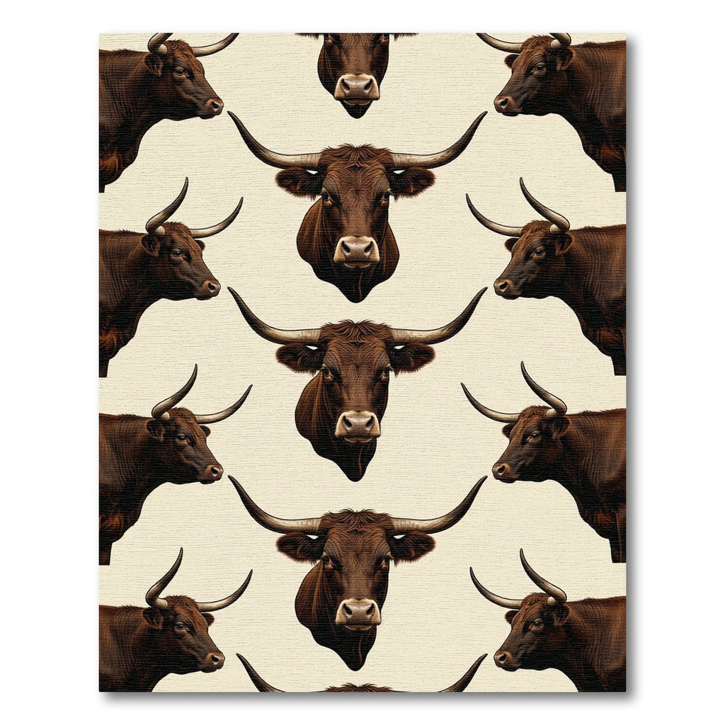 Brown Longhorn Bull Geometric Animal Art Rug