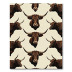 Brown Longhorn Bull Geometric Animal Art Rug
