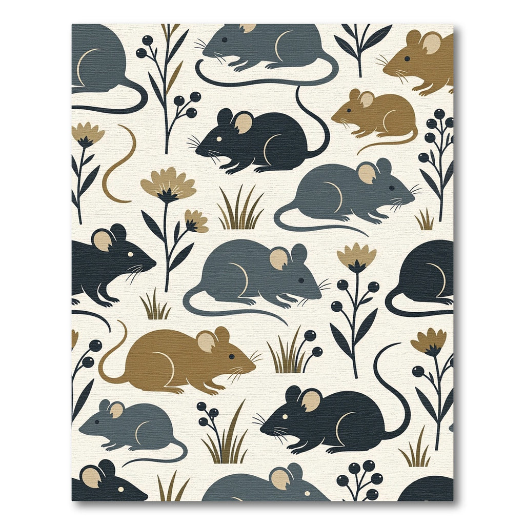 Whimsical Woodland Mouse Botanical Meadow Rug