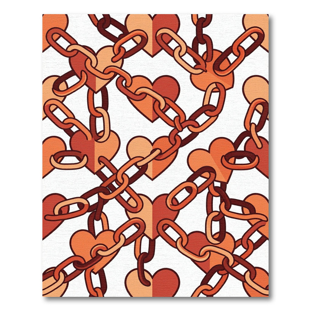 Terracotta Linked Heart Chain Graphic Rug