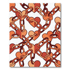 Terracotta Linked Heart Chain Graphic Rug