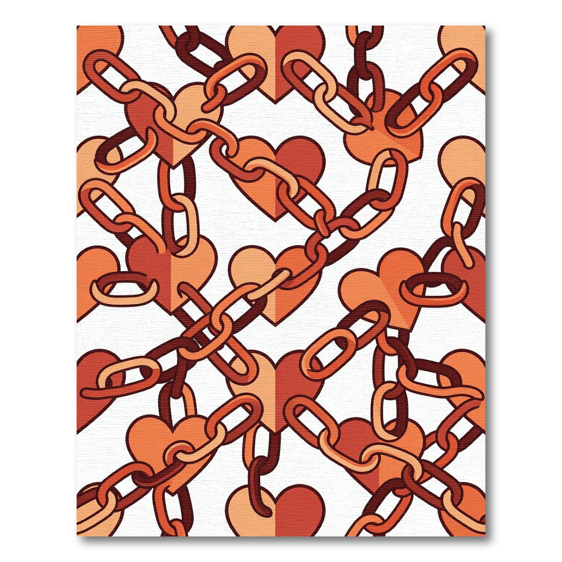 Terracotta Linked Heart Chain Graphic Rug