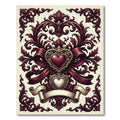 Ornate Burgundy Heart Victorian Filigree Rug
