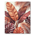 Rich Coral Tropical Fern Montera Leaves Rug