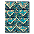 Geometric Step Pyramid Teal Aztec Art Rug