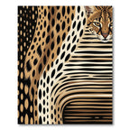Abstract Golden Serval Spotted Striped Feline Rug