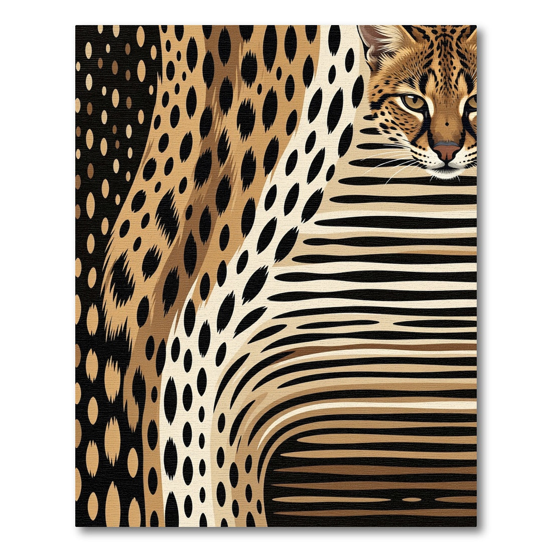 Abstract Golden Serval Spotted Striped Feline Rug