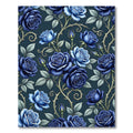 Elegant Dark Blue Rose Botanical Rug