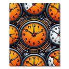 Vibrant Retro Orange Clockwork Surreal Rug