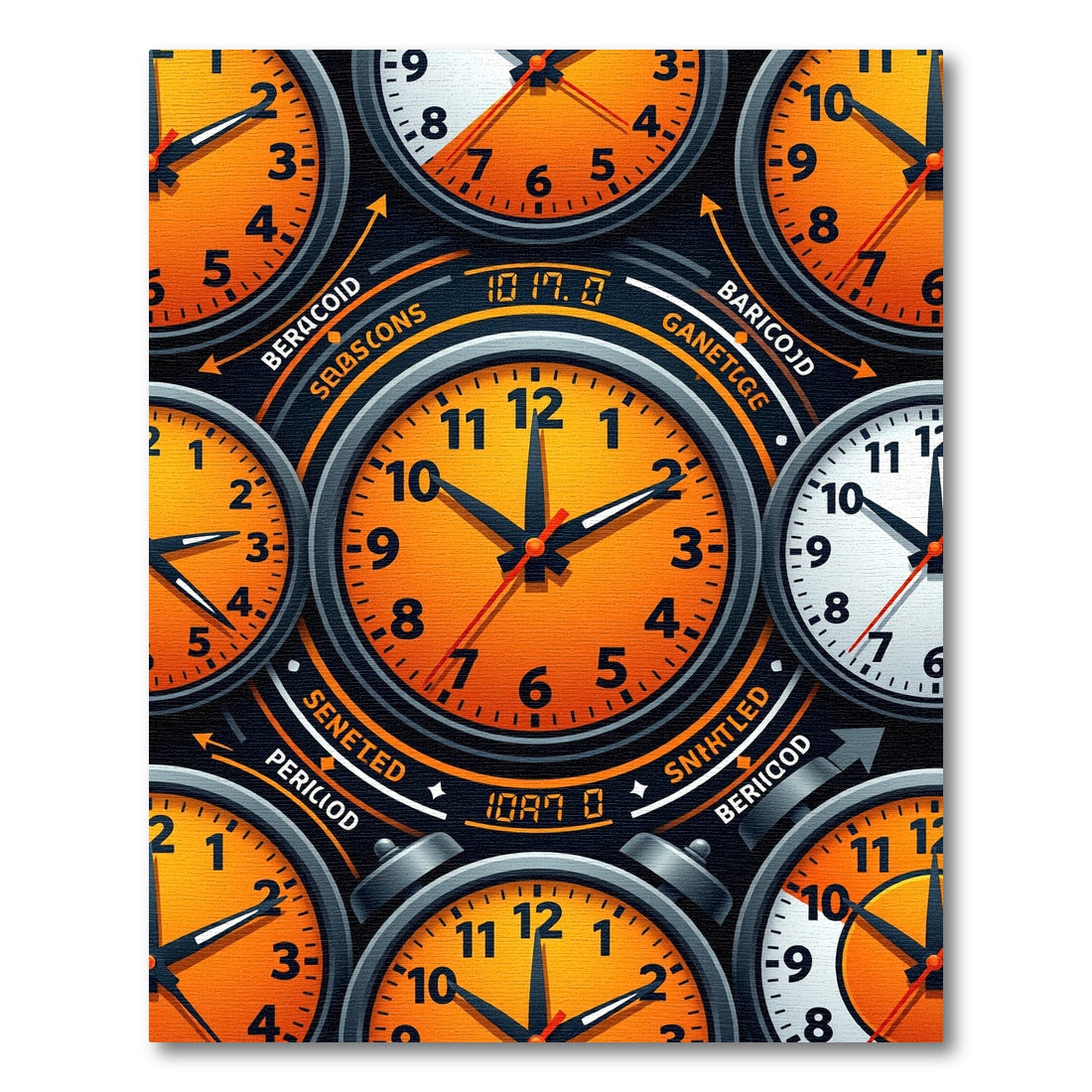 Vibrant Retro Orange Clockwork Surreal Rug