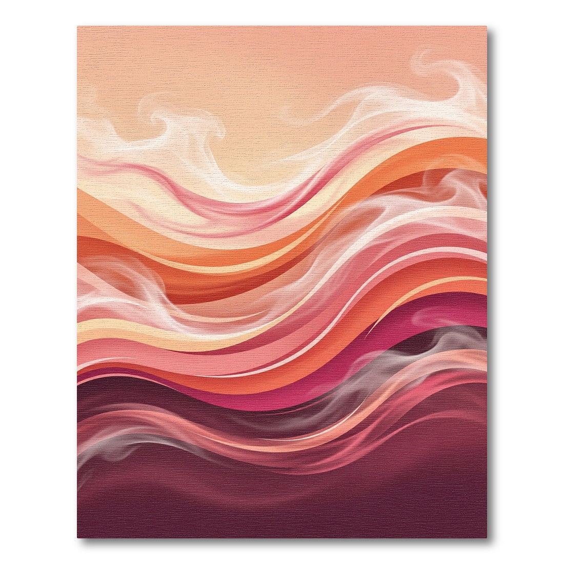 Warm Coral Smoke Waves Rug