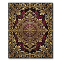 Ornate Gold Burgundy Floral Medallion Rug