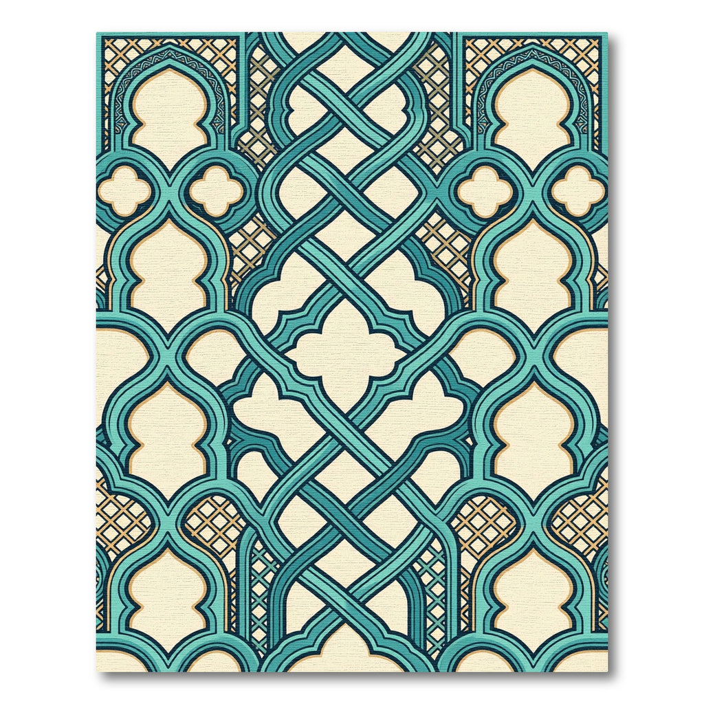 Teal Interlocking Arch Geometric Rug