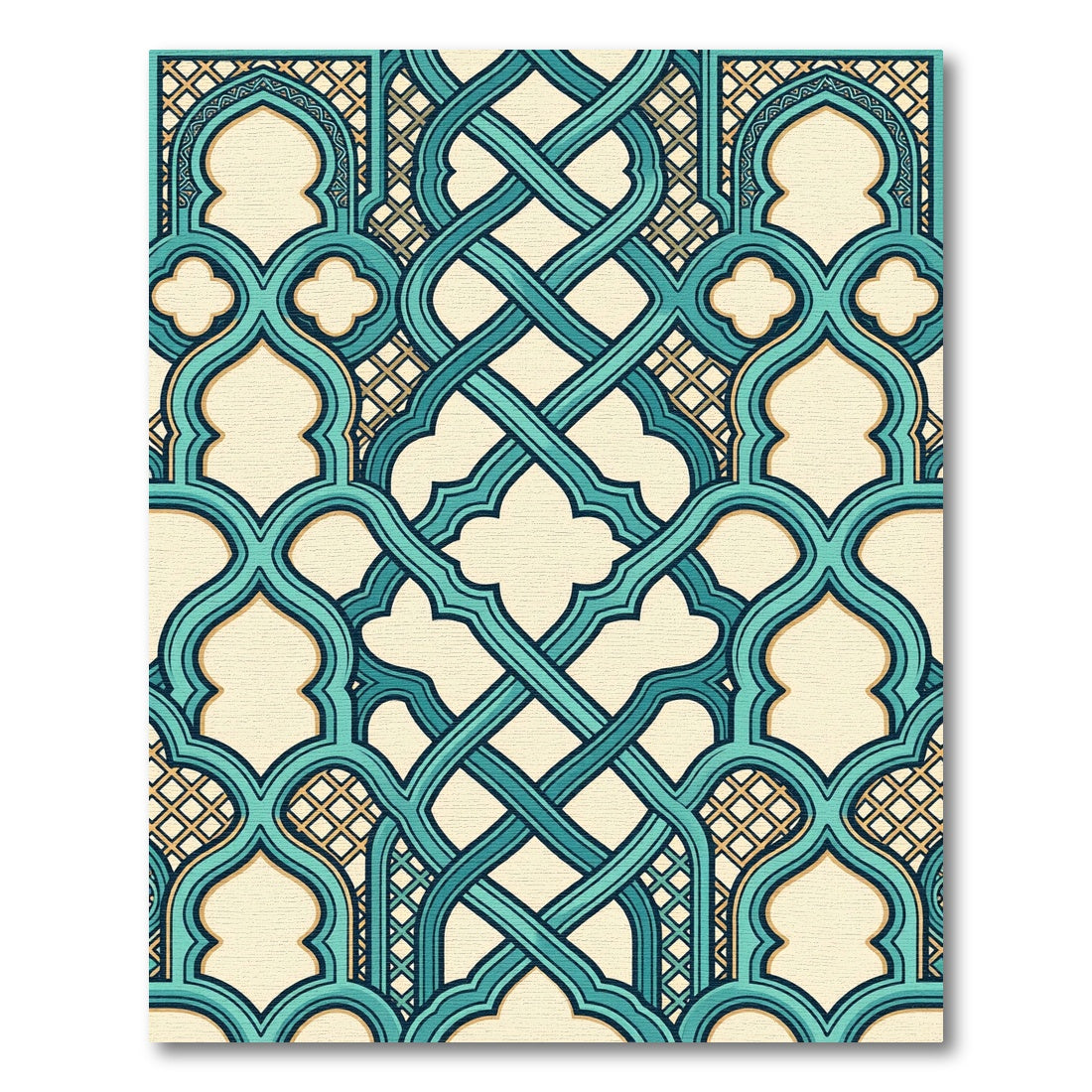 Teal Interlocking Arch Geometric Rug