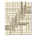 Modern Beige Linear Geometric Grid Art Rug