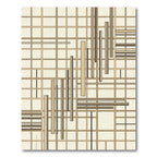 Modern Beige Linear Geometric Grid Art Rug
