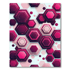 Deep Pink Geometric Hexagon Layers Rug