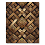 Ornate Gold Interlocking Geometric Pattern Rug