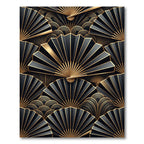 Black Gold Fan Art Deco Rug