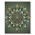 Sage Teal Layered Lotus Mandala Rug