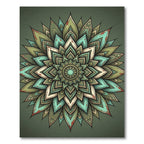 Sage Teal Layered Lotus Mandala Rug