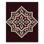 Crimson Floral Starburst Medallion Rug