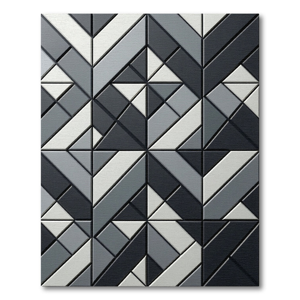 Abstract Gray Diamond Interlocking Shapes Rug