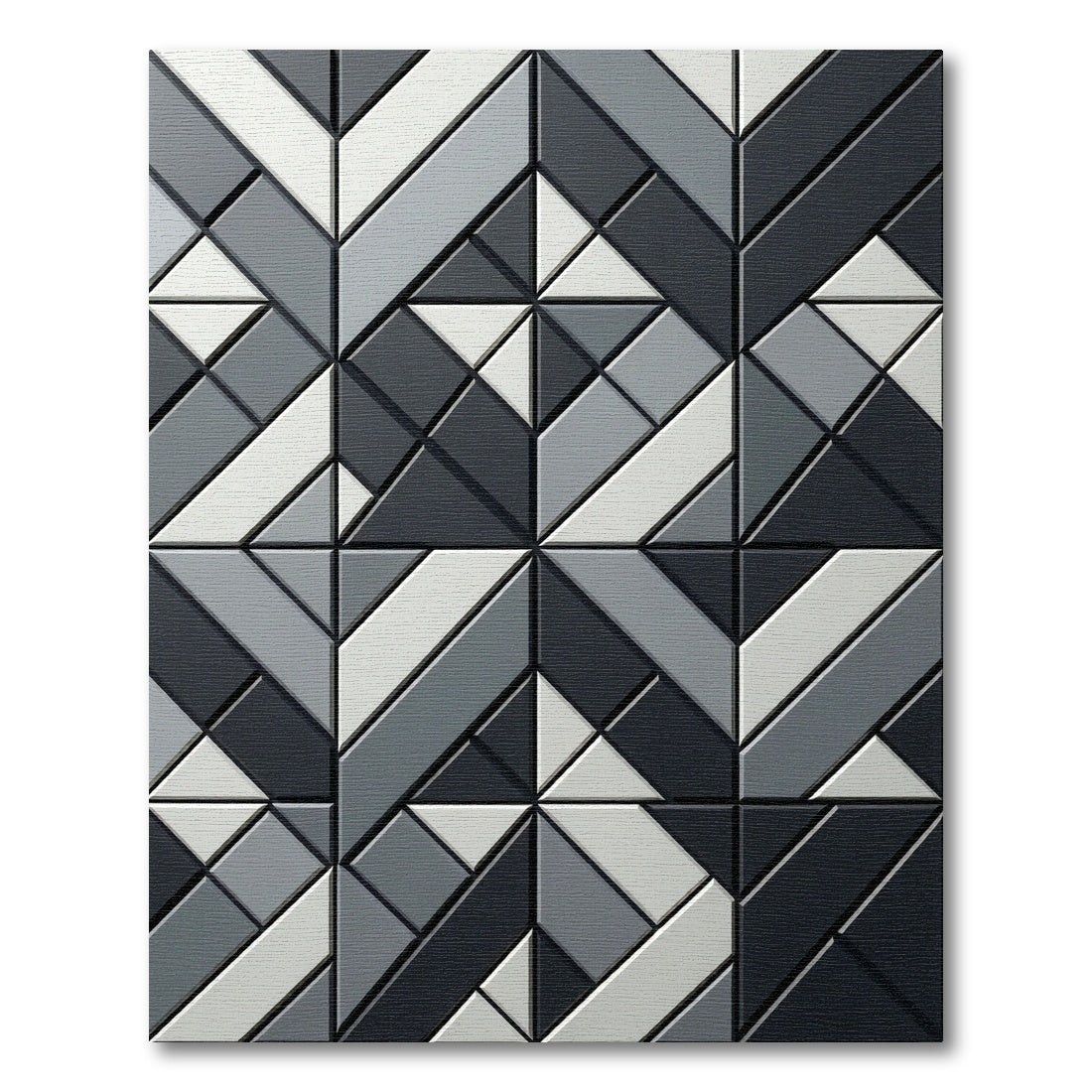 Abstract Gray Diamond Interlocking Shapes Rug