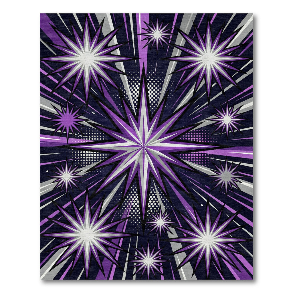 Purple Starburst Pop Art Graphic Rug