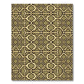 Olive Green Ornate Quatrefoil Damask Rug