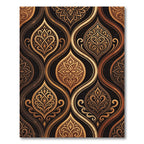 Golden Filigree Damask Scroll Art Rug