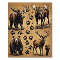 Rustic Wildlife Moose Bear Elk Tracks Rug