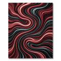 Crimson and Charcoal Abstract Flowing Wave Rug