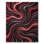 Crimson and Charcoal Abstract Flowing Wave Rug