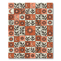 Terracotta Sun Moon Branch Checkerboard Rug
