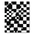 Modern Monochrome Three Dimensional Geometric Checkerboard Rug