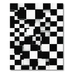 Modern Monochrome Three Dimensional Geometric Checkerboard Rug