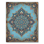 Intricate Azure Floral Medallion Scroll Rug