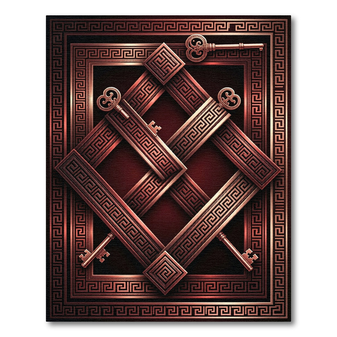 Roman Key Frame with Crimson Border Rug