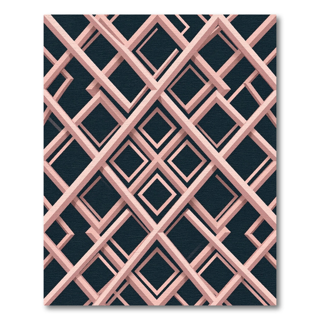 Blush Pink Geometric Interlocking Grid Rug