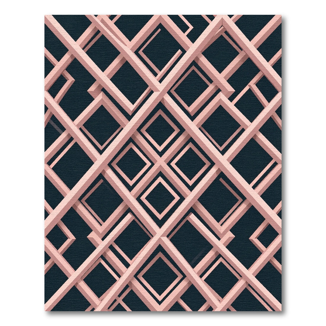 Blush Pink Geometric Interlocking Grid Rug