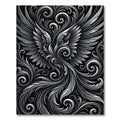Monochrome Feathered Scrollwork Rug