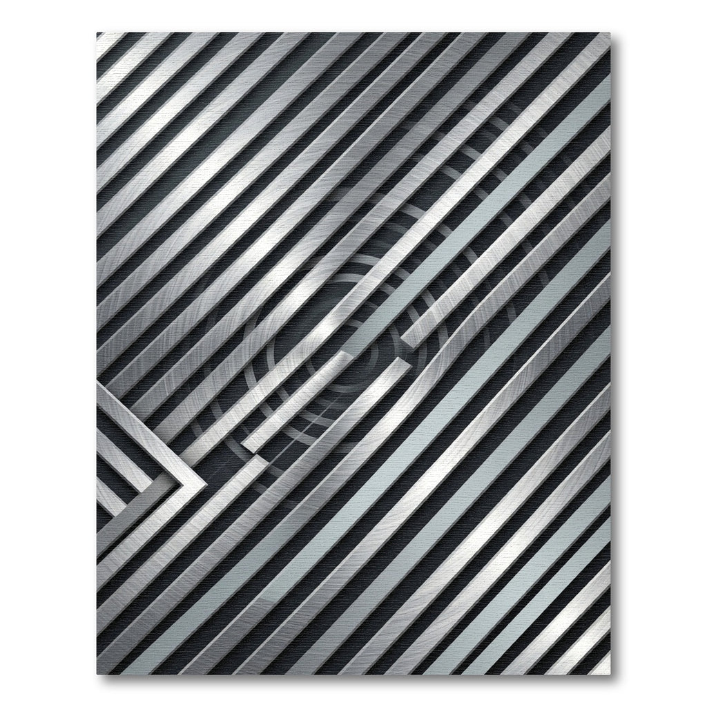 Modern Metallic Silver Diagonal Stripe Rug