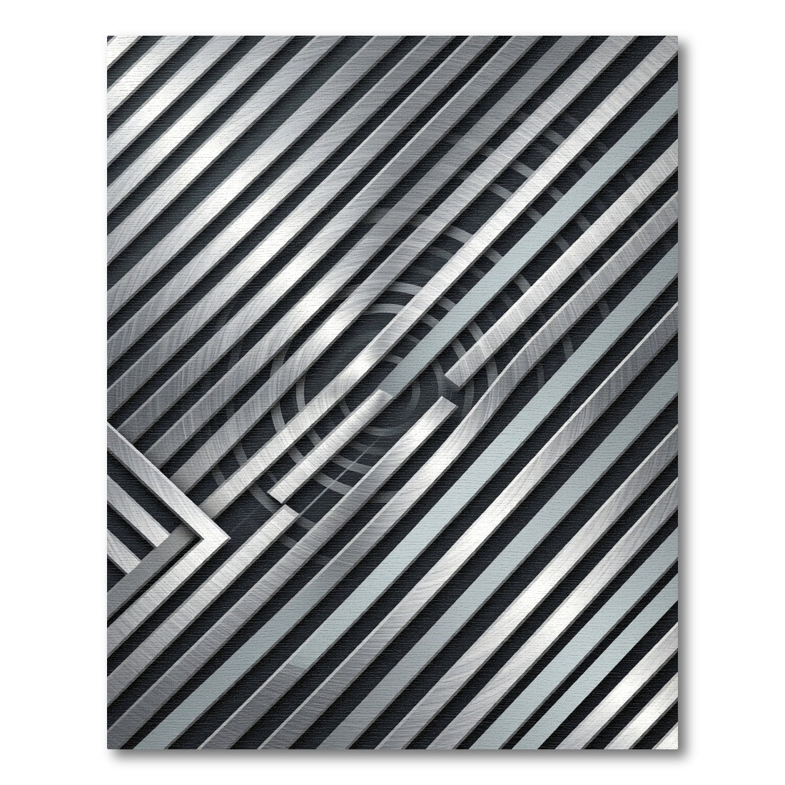 Modern Metallic Silver Diagonal Stripe Rug