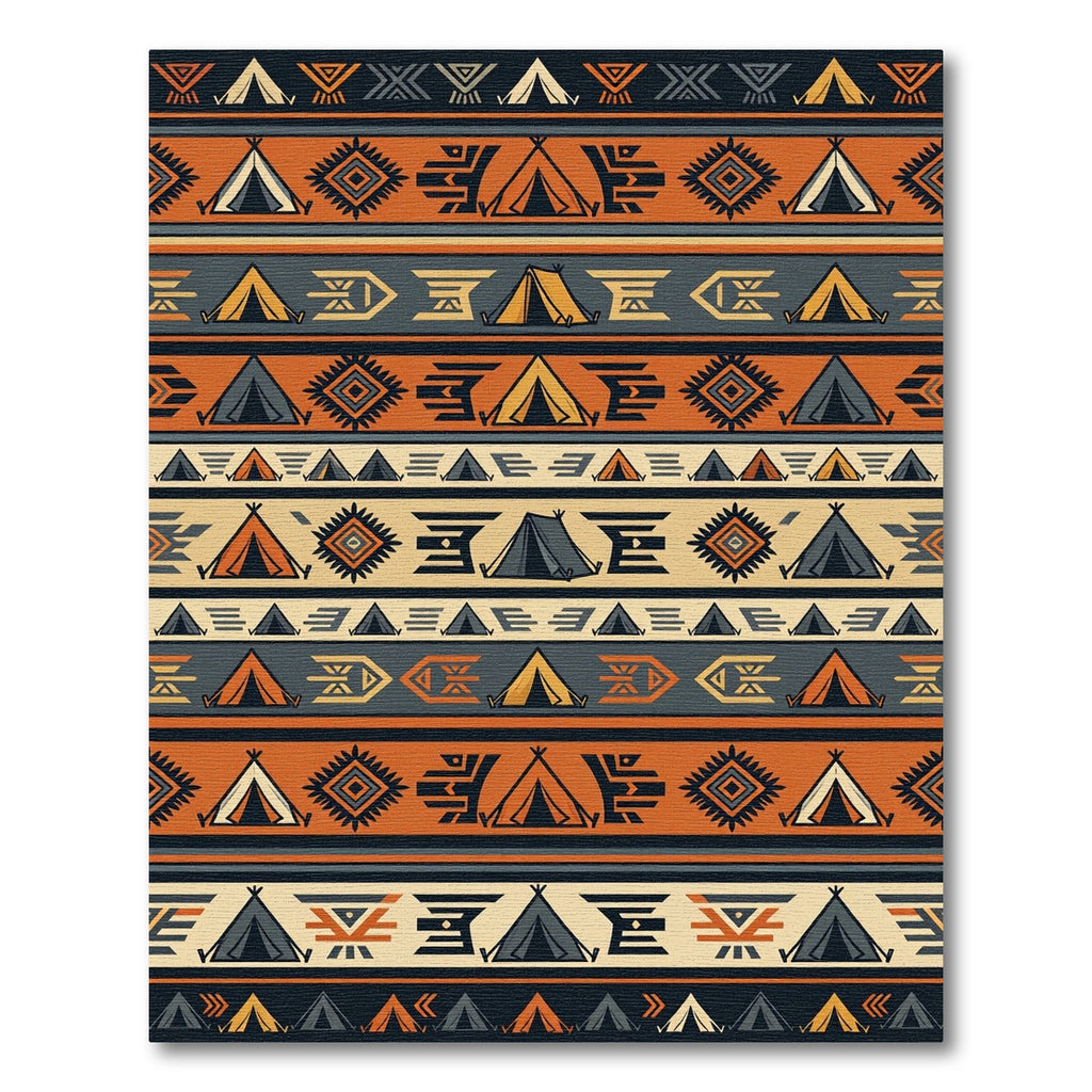 Earthy Geometric Camping Tent Stripe Rug